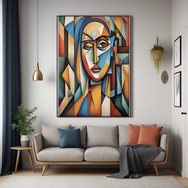 Poster Portrait Cubiste Abstrait Art géométrique (Créateur téléchargé)