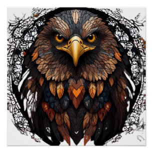 Poster Portrait d'aigle mosaïque