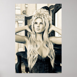 Poster Portrait d'art glamour victorien vintage