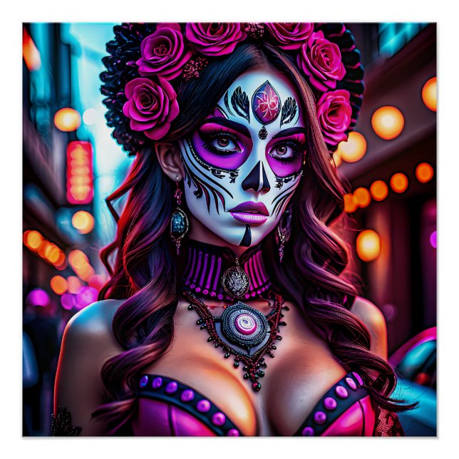 Poster Portrait de Catrina de Día de los Muertos (Devant)