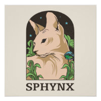 Portrait de chat Sphynx dessiné à la main