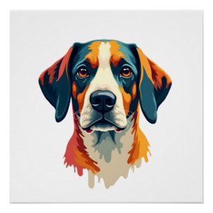 Poster Portrait de chien coloré vintage style pop art Il