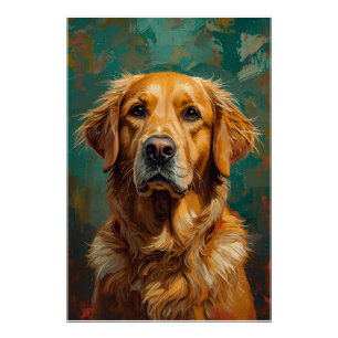 Poster Portrait de chien doré artistique Peinture à l'hui