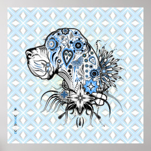Poster Portrait de chien tatoué