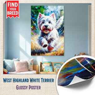 Poster Portrait de Chien West Highland White Terrier "Wes