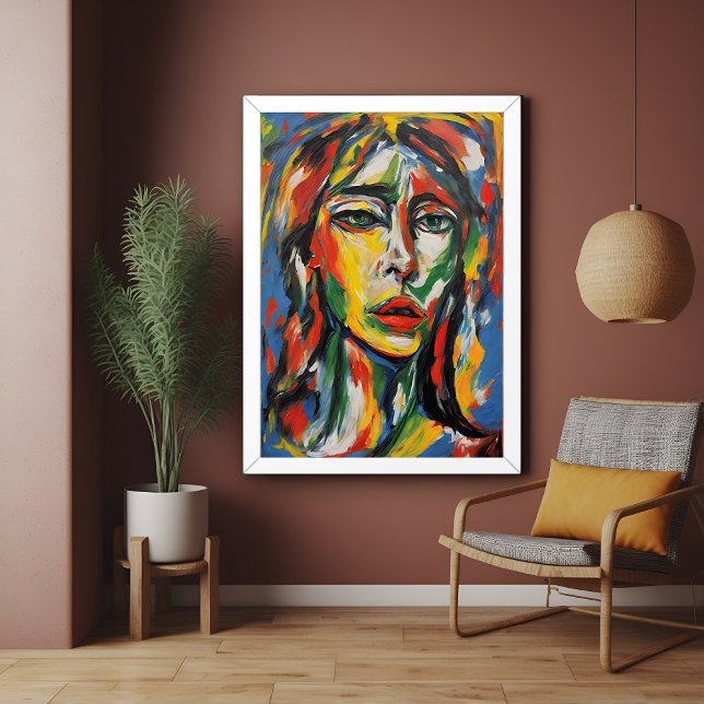 Poster Portrait de femme Abstraite, expressionniste dynam (Créateur téléchargé)