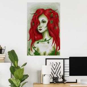 Poster Portrait de femme rousse mignonne Nymphe de la vig
