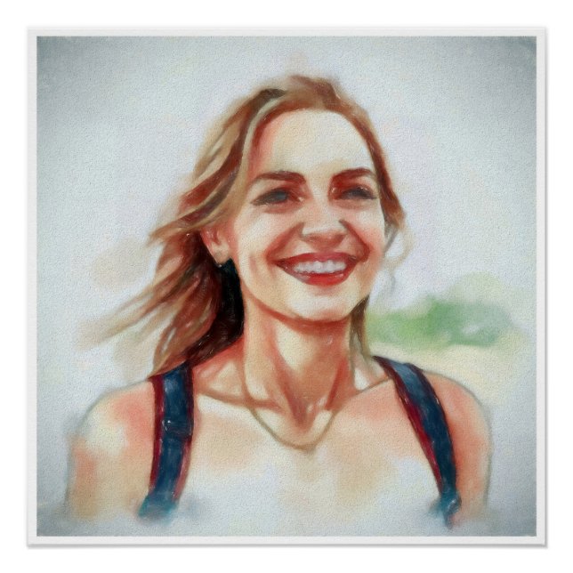 Poster Portrait de femme style aquarelle (Devant)