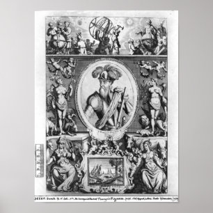 Poster Portrait de Francisco Pizarro avec allégorie