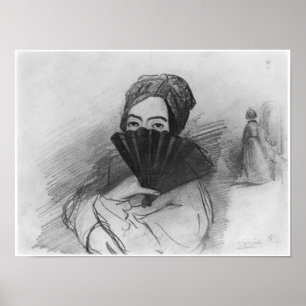 Poster Portrait de George Sand derrière sa fan