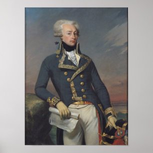 Poster Portrait de Gilbert Motier en tant que lieutenant