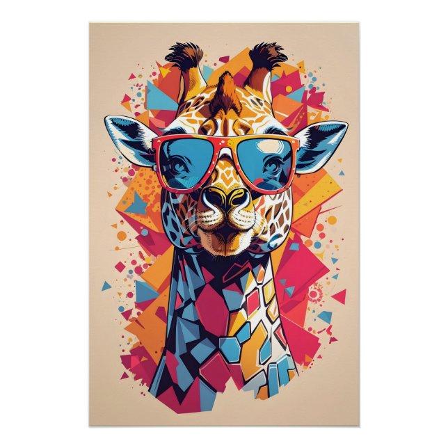 Poster Portrait de girafe de style graffiti-58567 (Devant)