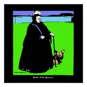 Poster Portrait de la reine Victoria et Yorkie Dog