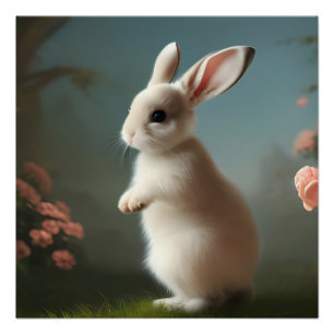 Poster Portrait de lapin mignon