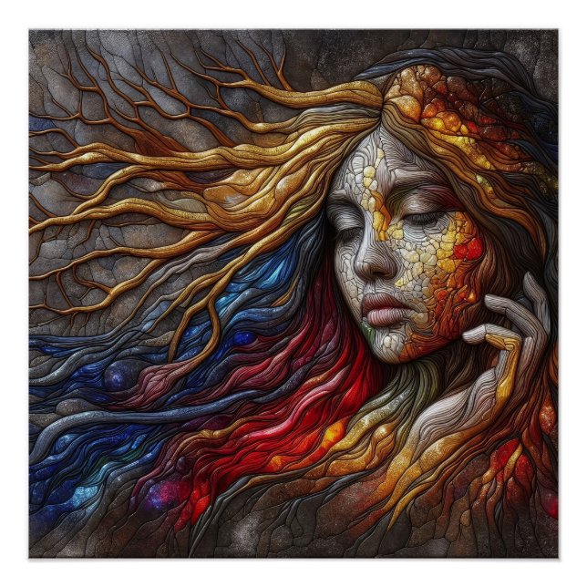 Poster Portrait de l'art incarné du visage de la femme (Devant)