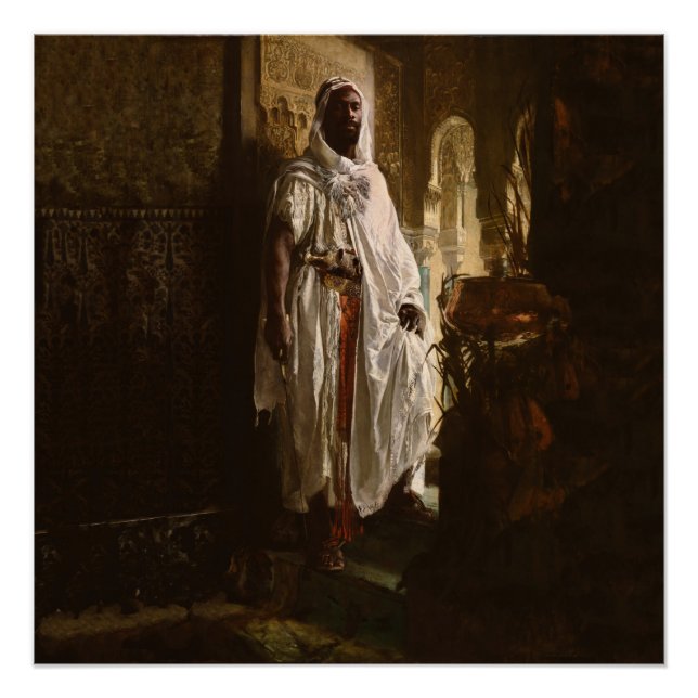 Poster Portrait de peinture d'art africain de chef maure (Devant)