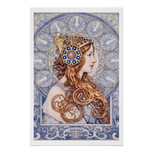 Poster Portrait de Reine Art Nouveau