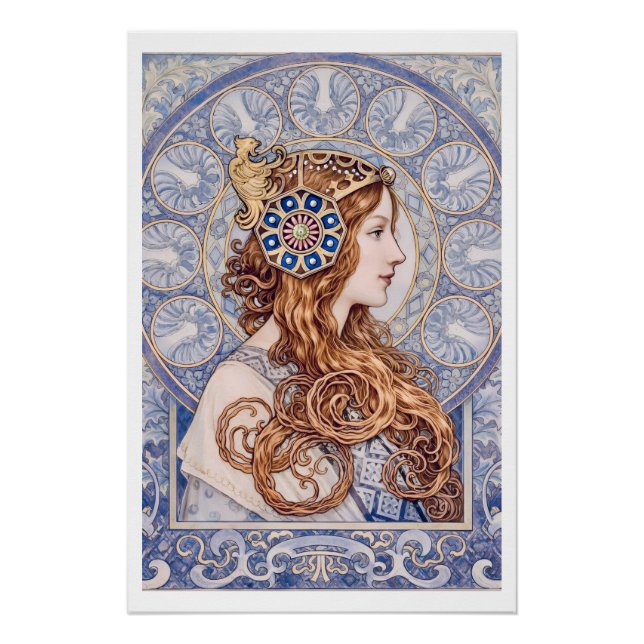 Poster Portrait de Reine Art Nouveau (Devant)