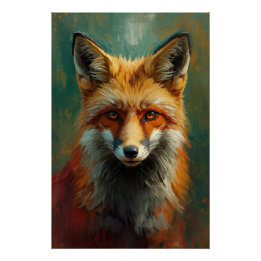 Poster Portrait de Renard Rouge Artistique - Peinture à l