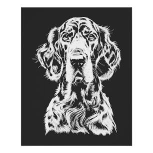 Poster Portrait de Setter Anglais Vêtements Minimalistes