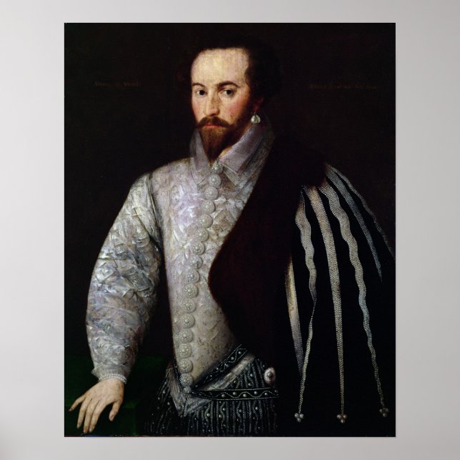 Poster Portrait de Sir Walter Raleigh 1588 (Devant)