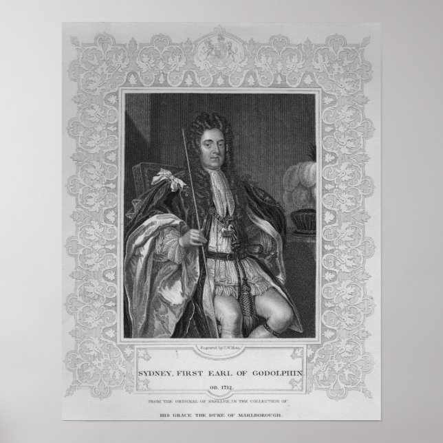 Poster Portrait de Sydney, premier comte de Godolphin (Devant)
