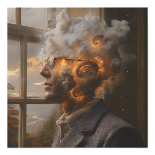 Poster Portrait de tête dissolvant l'esprit cosmique