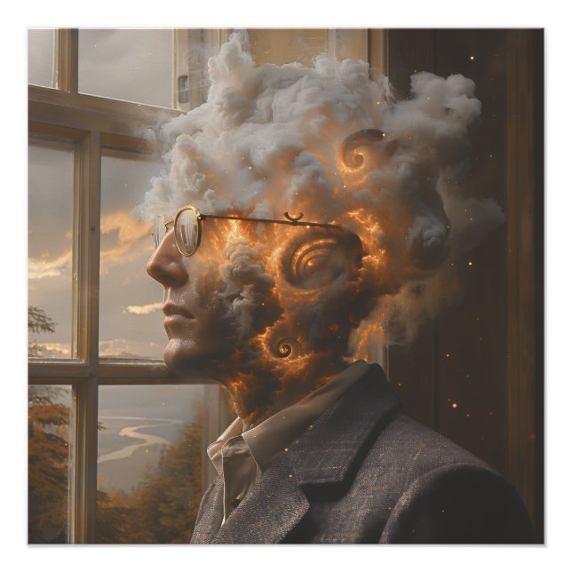 Poster Portrait de tête dissolvant l'esprit cosmique (Devant)