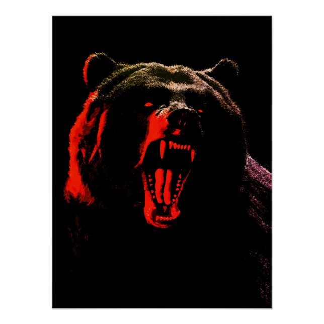 Poster Portrait d'ours sauvage sombre sous un éclairage d (Devant)