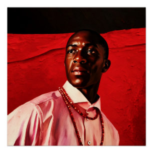 Poster Portrait d'un homme confiant en chemise rose avec