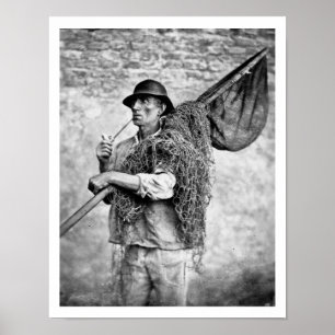 Poster Portrait d'un pêcheur portant ses filets (pho de