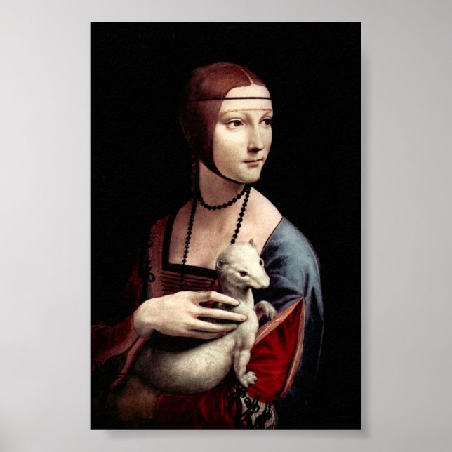 Poster Portrait d'une dame avec Ermine par Da Vinci (Devant)