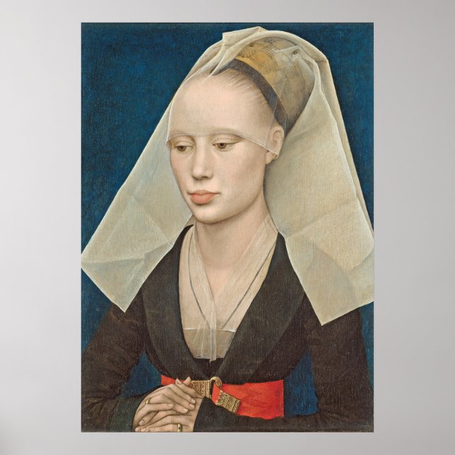 Poster Portrait d'une dame, c.1460 (huile sur panneau) (Devant)
