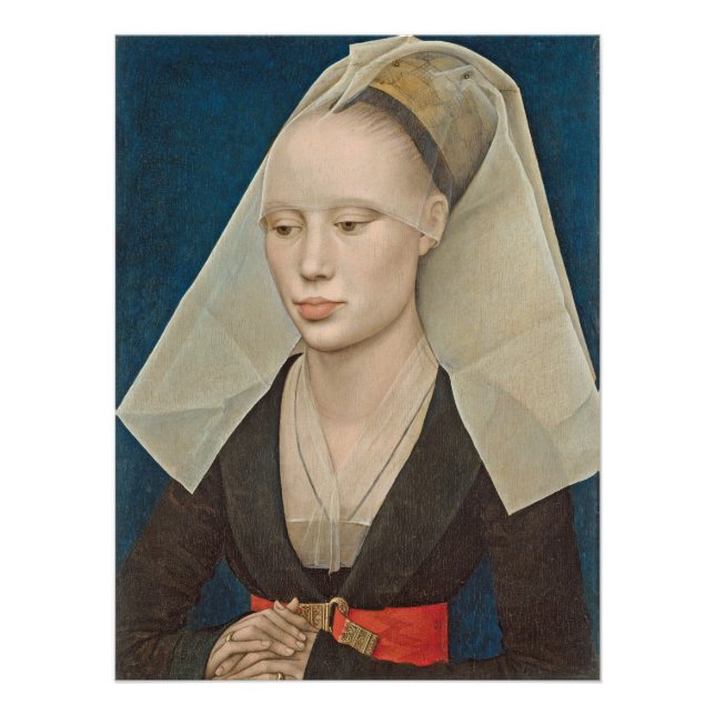 Poster Portrait d'une dame, c.1460 (huile sur panneau) (Devant)