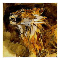 Portrait D'Une Peinture Lion Acrylique