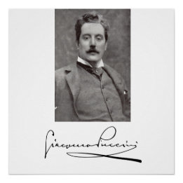 Poster Portrait et signature de Giacomo Puccini