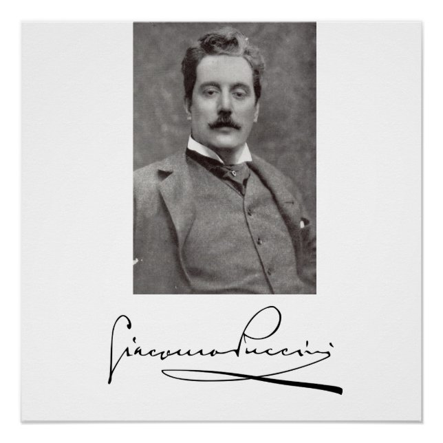 Poster Portrait et signature de Giacomo Puccini (Devant)