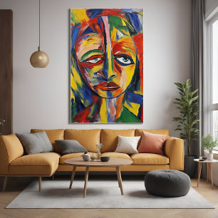 Poster Portrait expressionniste audacieux Art Abstrait ém