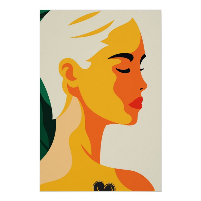Poster Portrait femme Abstraite Tatouage de coeur moderne (Devant)