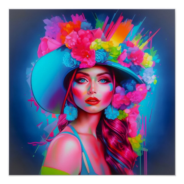 Poster Portrait floral de Neon Imaginaire (Devant)