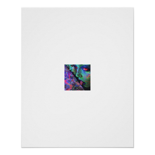 Poster Portrait fractal néon UV de visage (Devant)