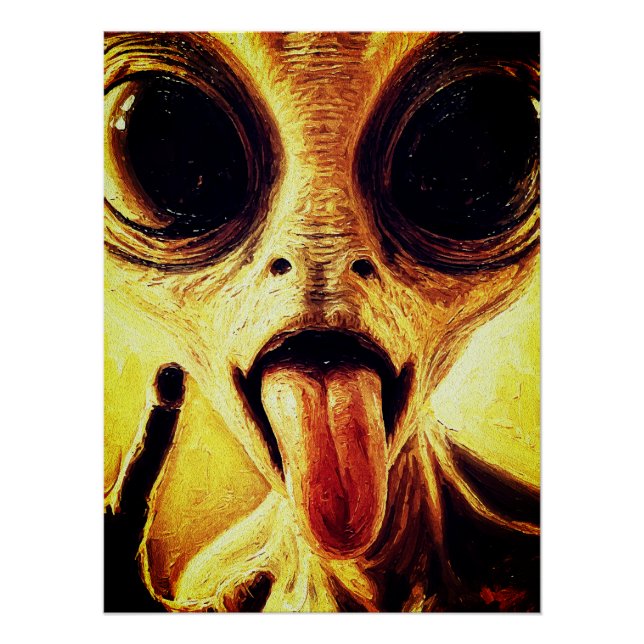 Poster Portrait ludique d'alien à l'huile (Devant)