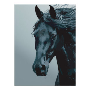 Poster Portrait majestueux d'un cheval noir