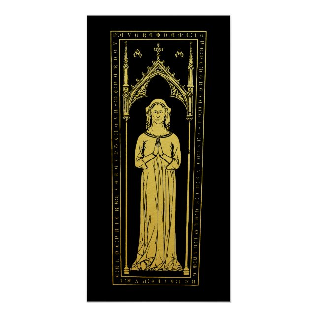 Poster Portrait médiéval anglais 1300 Lady Joan Cobham (Devant)