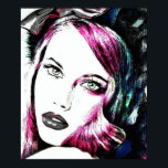 Poster Portrait NFT Pop Art<br><div class="desc">Poster Portrait NFT Pop Art, illustration d'un portrait féminin mode. Ses cheveux longs par un ruba, ses yeux clairs et sa bouche pulpeuse, elle a tout d'une travailleuse. Ce portrait est réalisé avec la technique du NFT et repenser inspiration Pop Art. Design unique et original, disponible sur plusieurs articles. Pour...</div>