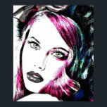 Poster Portrait NFT Pop Art<br><div class="desc">Poster Portrait NFT Pop Art, illustration d'un portrait féminin mode. Ses cheveux longs par un ruba, ses yeux clairs et sa bouche pulpeuse, elle a tout d'une travailleuse. Ce portrait est réalisé avec la technique du NFT et repenser inspiration Pop Art. Design unique et original, disponible sur plusieurs articles. Pour...</div>