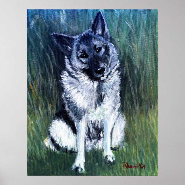Poster Portrait norvégien Elkhound Dog (Devant)