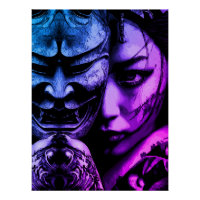 Portrait réaliste d'une femme japonaise masquée av