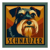 Portrait rétro Schnauzer noir et argent
