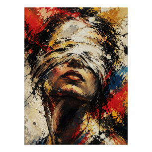 Poster Portrait symbolique de reddition – Les yeux bandés